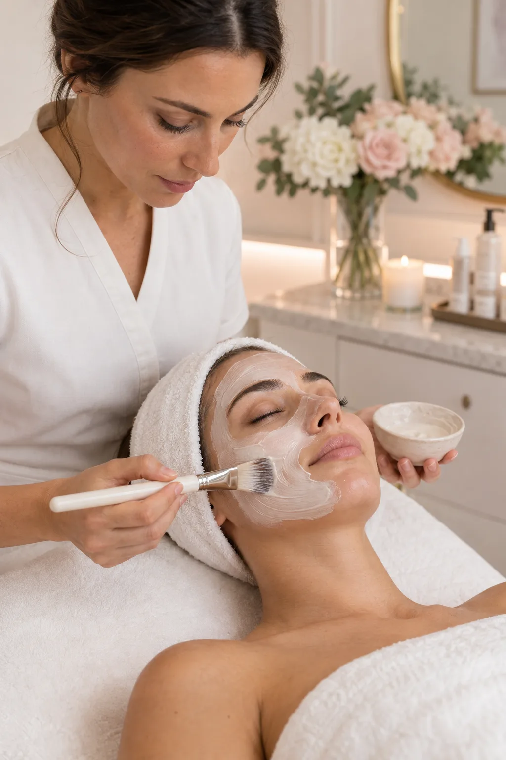 Illustrative relaxing facial treatment