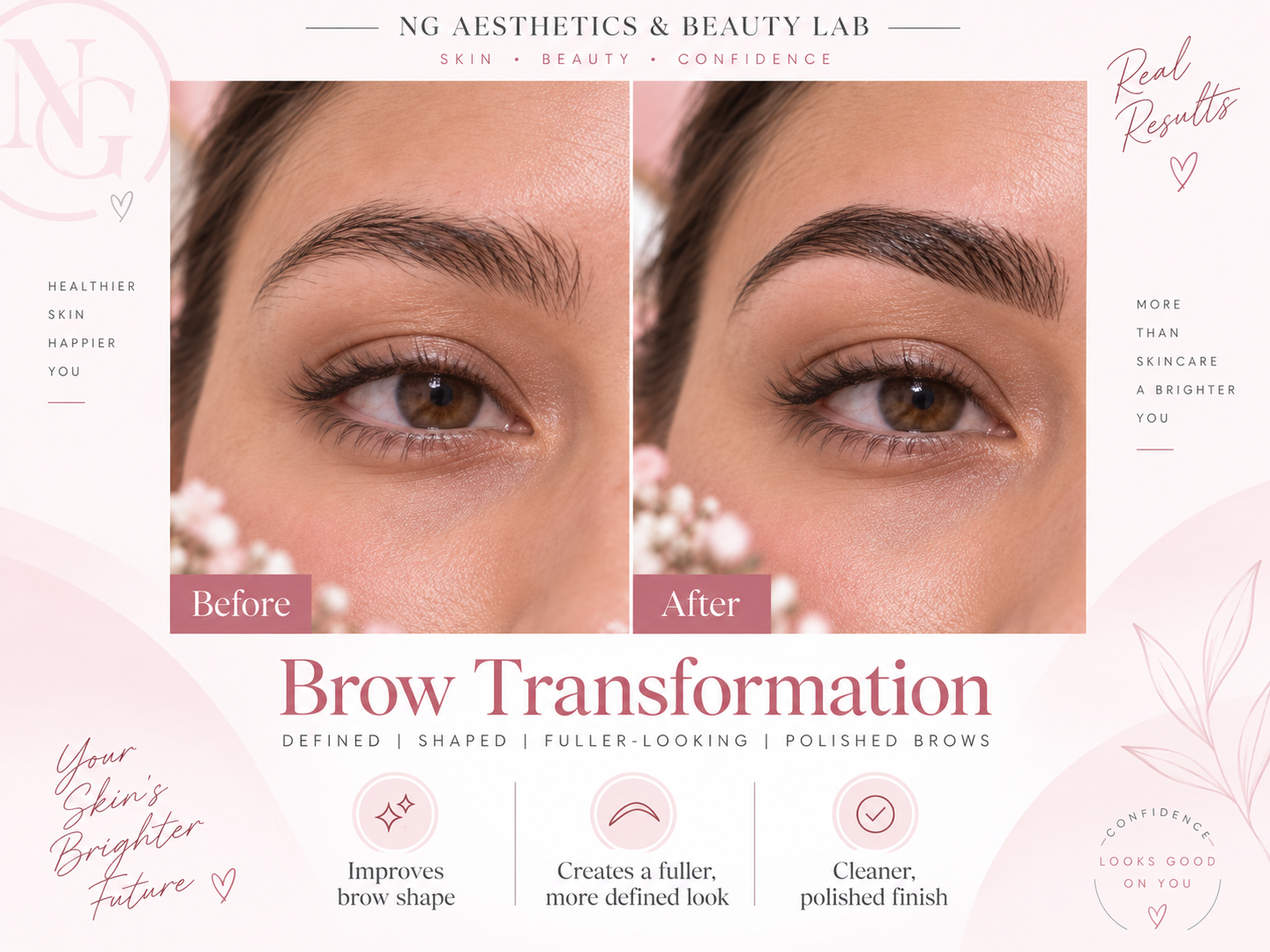 High Definition Brows treatment artwork with side-by-side before and after panels